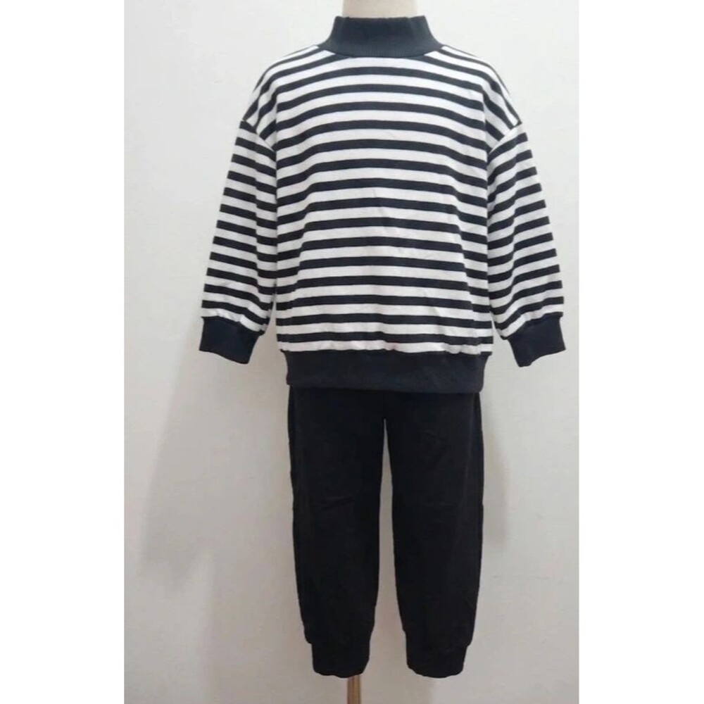 Pugsley Addams Costume Set Black & White Striped Outfit Size 4Y